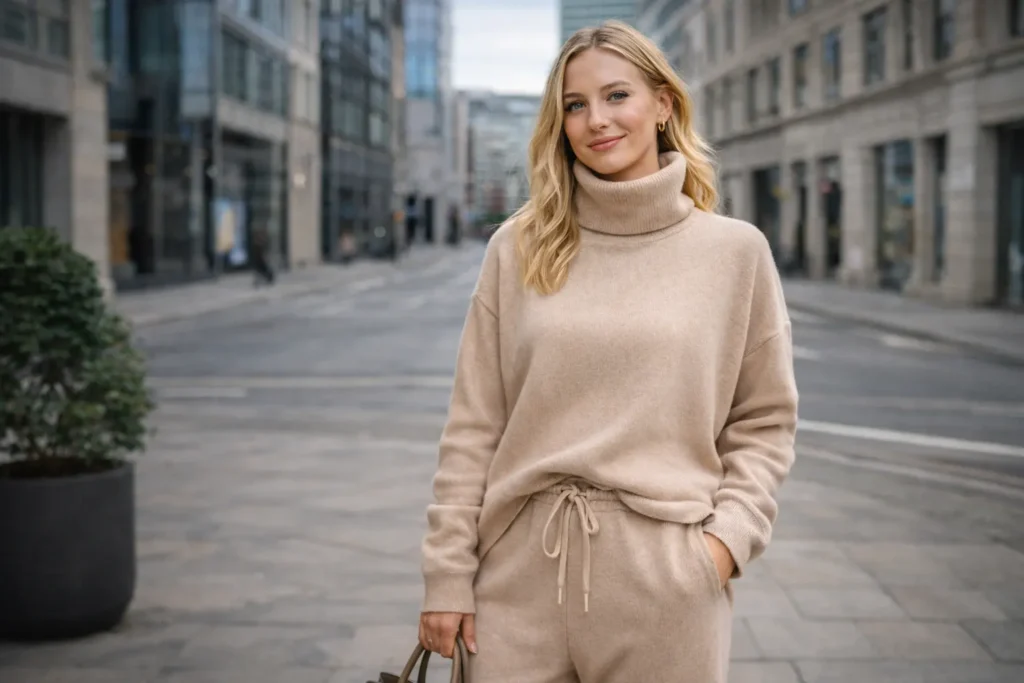 cashmere set och skräddad ytterrock