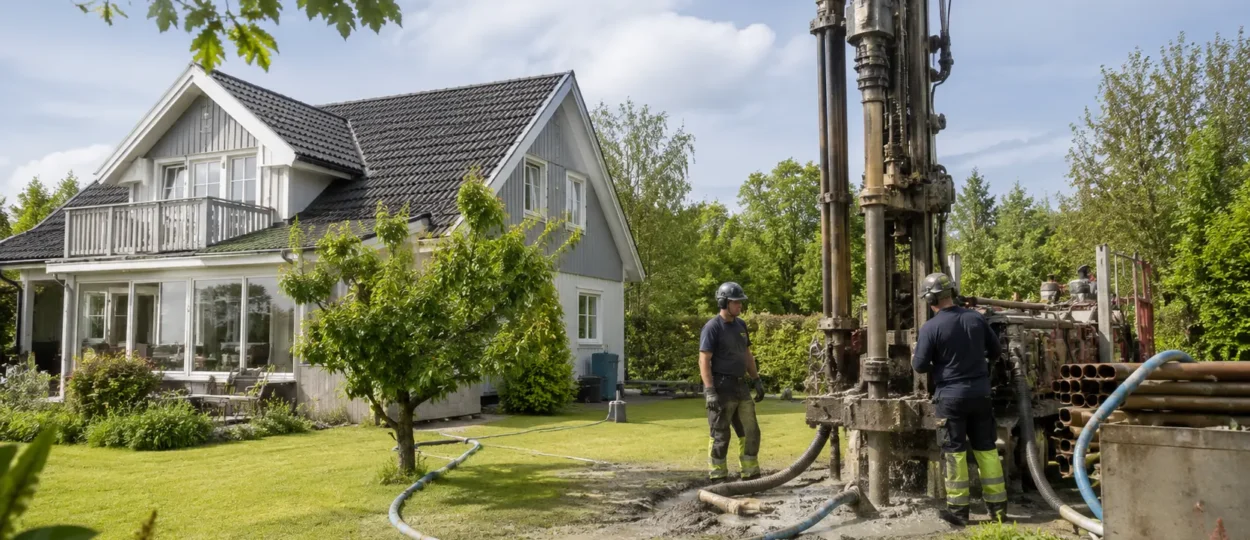 Brunnsborrning vid villa på landet